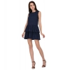 Dropship Women's Cotton Blend Solid Sleeveless Dress (Blue)
