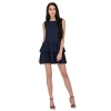 Dropship Women's Cotton Blend Solid Sleeveless Dress (Blue)