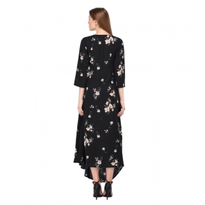 Generic Women's Cotton Blend Abstract Full Sleeves Dress (Black)