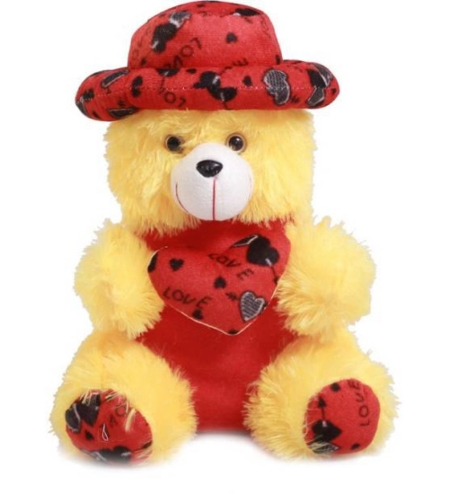 Heart Cap Teddy Bear (Yellow)