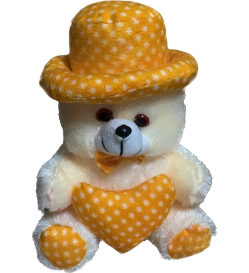 Cap Teddy Bear with Heart (Yellow)
