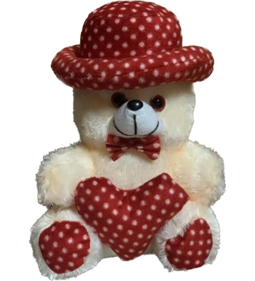 Cap Teddy Bear with Heart (Cream)