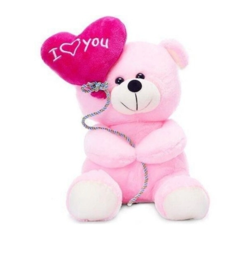Bear with Heart Love You Balloon (Pink)