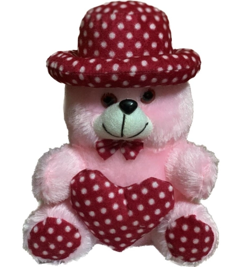 Cap Teddy Bear with Heart (Pink)