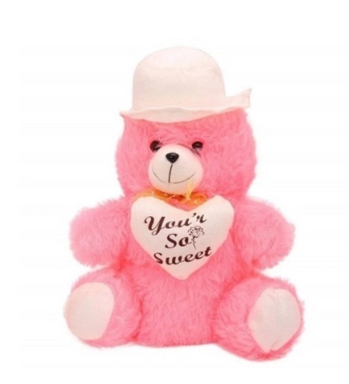 Heart Cap Teddy Bear (Pink)