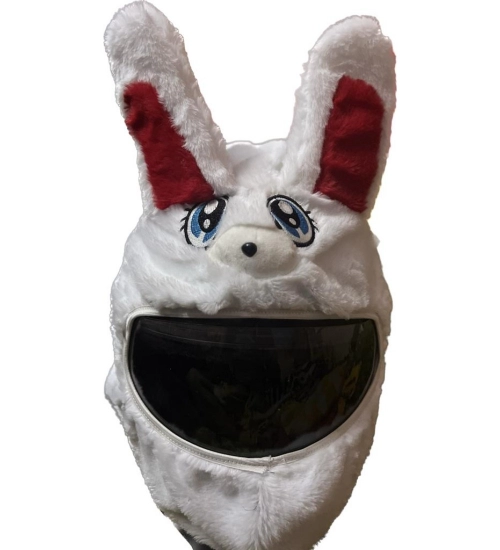 Plush Animal Helmet Covers (White)