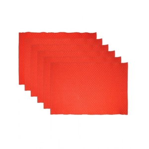 Generic Solid Cotton Place Mats and Napkin Sets (Red)
