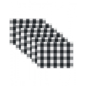 Generic Checked Cotton Place Mats Sets (Black & White)