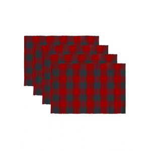 Generic Checked Cotton Place Mats Sets (Red & Black)