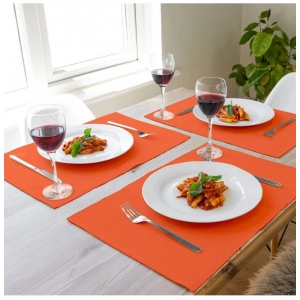 Generic Ribbed Cotton Place Mats Sets (Orange)