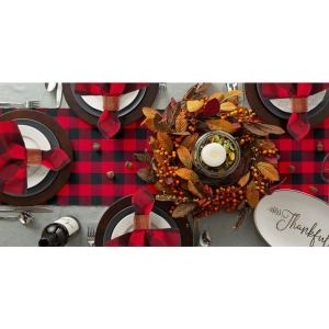 Generic Checked Cotton Table Runners (Red & Black)