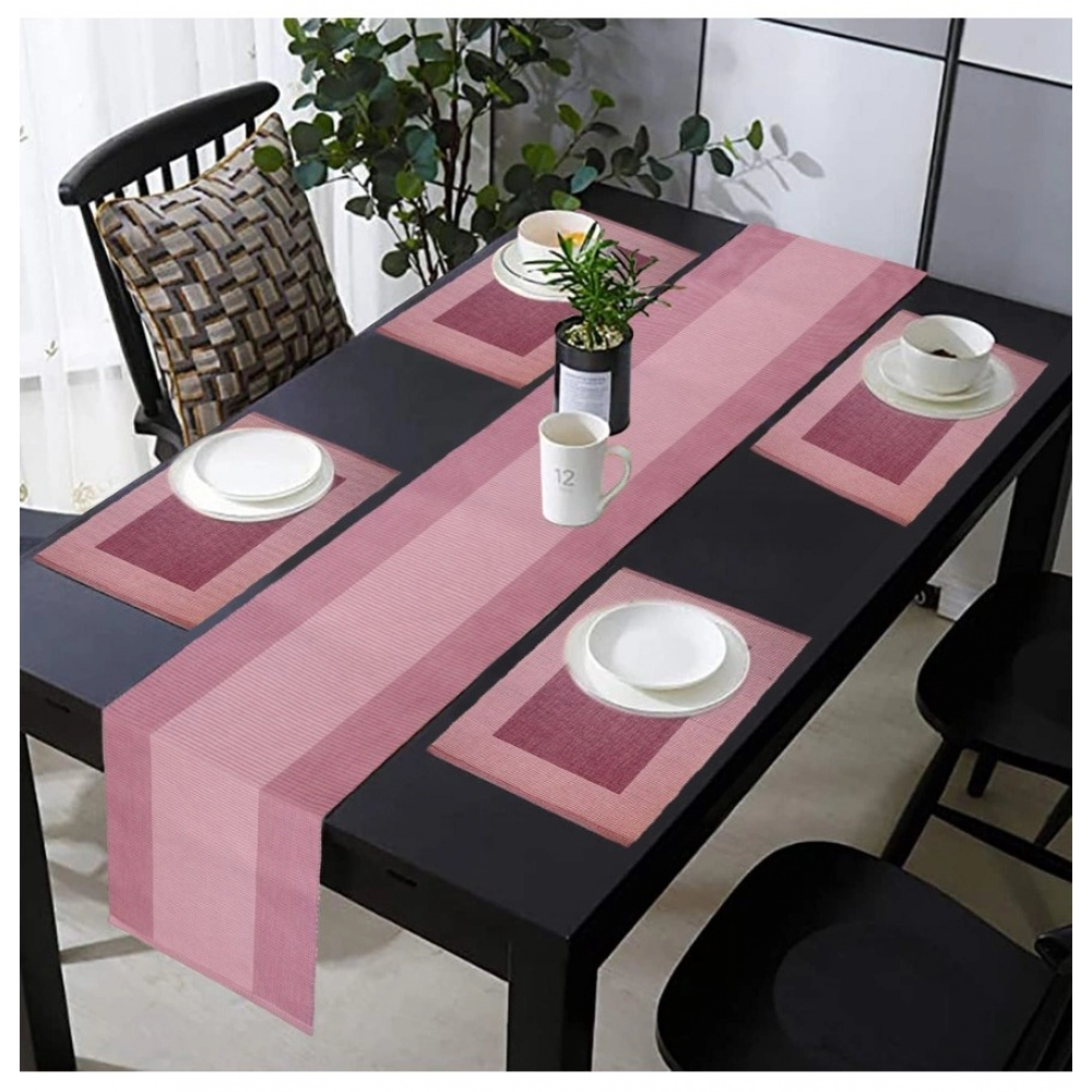 Generic Ribbed Cotton Table Runner and Placemats Sets (Purple)