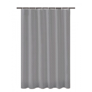 Generic Waves Polyester Plain Shower Curtains with Plastic Eyelets (Dark Grey)