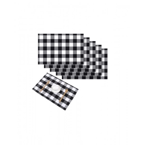 Generic Checked Cotton Place Mats Sets (Black & White)