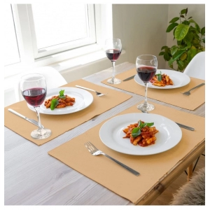 Generic Ribbed Cotton Place Mats Sets (Beige)