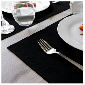 Generic Ribbed Cotton Place Mats Sets (Black)