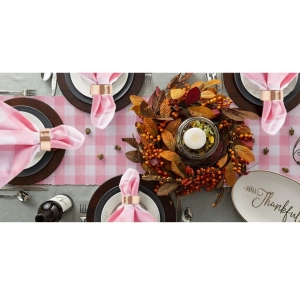 Generic Checked Cotton Table Runners (Baby Pink)