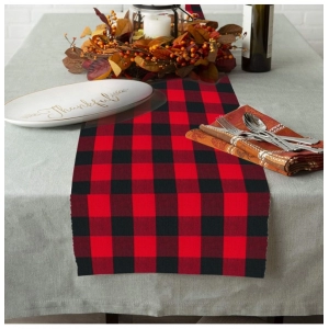 Generic Checked Cotton Table Runners (Red & Black)