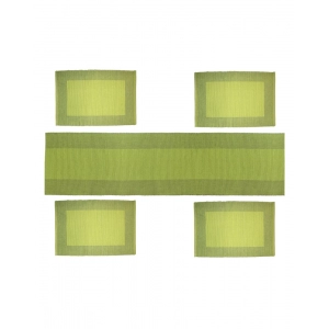 Generic Ribbed Cotton Table Runner and Placemats Sets (Green)