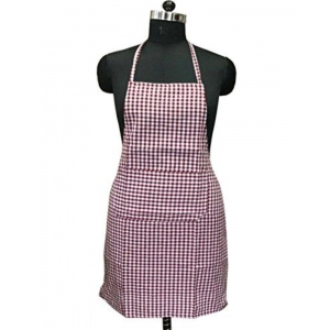Generic Checked Cotton Aprons (Maroon)