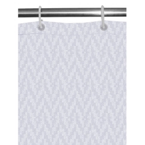 Generic Waves Polyester Plain Shower Curtains with Plastic Eyelets (White)