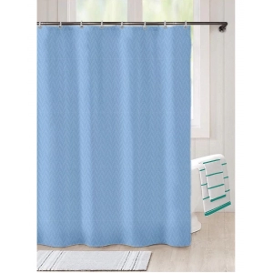 Generic Waves Polyester Plain Shower Curtains with Plastic Eyelets (Light Blue)