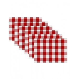 Generic Checked Cotton Place Mats Sets (Red & White)