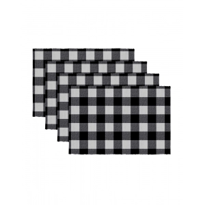 Generic Checked Cotton Place Mats Sets (Black)