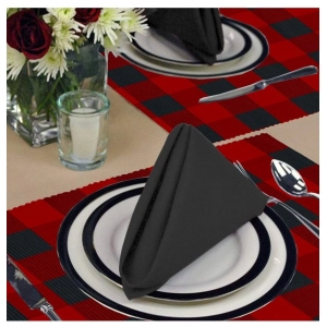 Generic Checked Cotton Place Mats Sets (Red & Black)