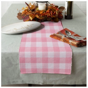 Generic Checked Cotton Table Runners (Baby Pink)