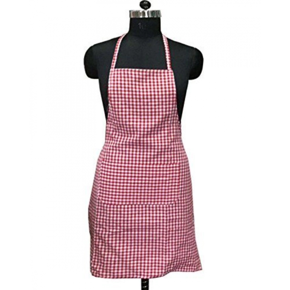 Generic Checked Cotton Aprons (Red)