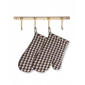Generic Checked Cotton Oven Mitten (Brown)