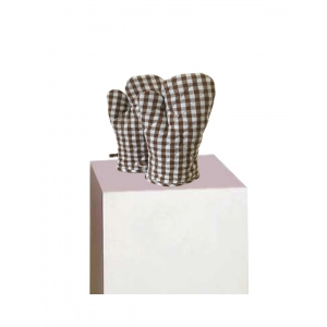 Generic Checked Cotton Oven Mitten (Brown)