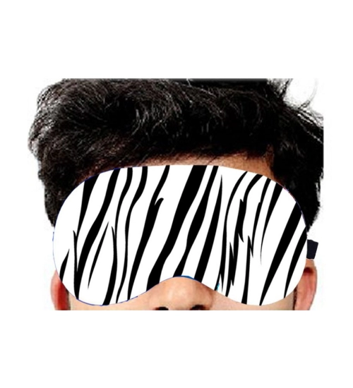 Striped Printed Polyester Eyemasks (Black and white)