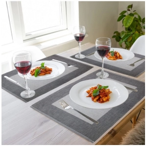 Generic Ribbed Cotton Place Mats Sets (Grey)