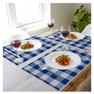 Generic Checked Cotton Place Mats Sets (Royal Blue)