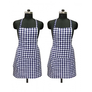 Generic Checked Cotton Apron Sets (Blue)