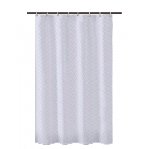 Generic Waves Polyester Plain Shower Curtains with Plastic Eyelets (White)
