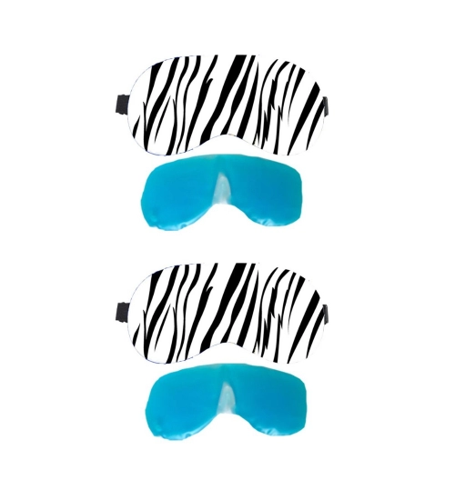 Striped Printed Polyester Eyemasks (Black and white)