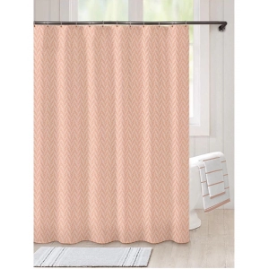 Generic Waves Polyester Plain Shower Curtains with Plastic Eyelets (Peach)