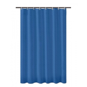 Generic Waves Polyester Plain Shower Curtains with Plastic Eyelets (Dark Blue)