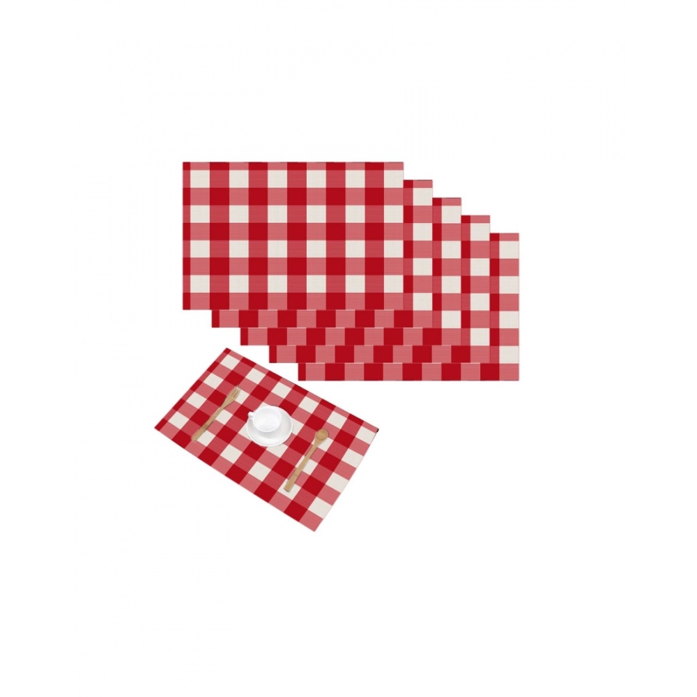 Generic Checked Cotton Place Mats Sets (Red & White)