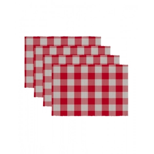 Generic Checked Cotton Place Mats Sets (Red)