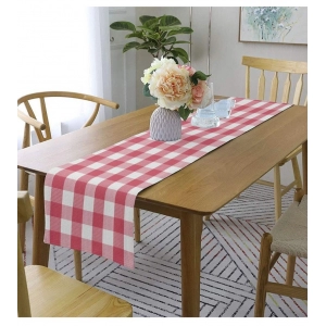 Generic Checked Cotton Table Runners (Baby Pink)