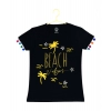 Dropship Girl's Casual Short Sleeve Printed Cotton T Shirt (Black)