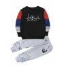 Boy's Casual Full Sleeve Printed Cotton T Shirt With Pant (Black)