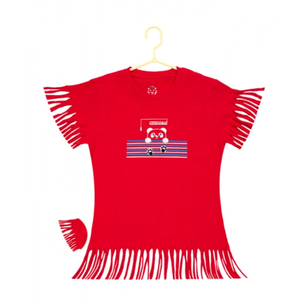 Dropship Girl's Casual Short Sleeve Printed Cotton T Shirt (Red)