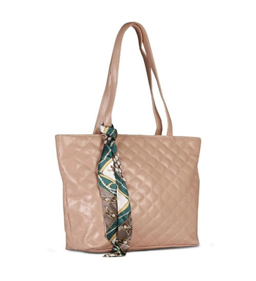 Women's Polyurethane Textured  Shoulder Bag (Peach)