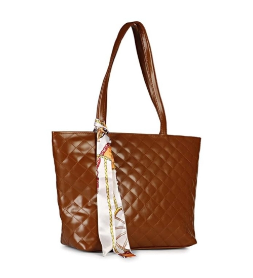 Women's Polyurethane Textured  Shoulder Bag (Dark Brown)