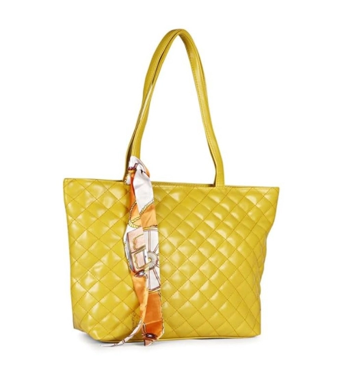 Women's Polyurethane Textured  Shoulder Bag (Yellow)